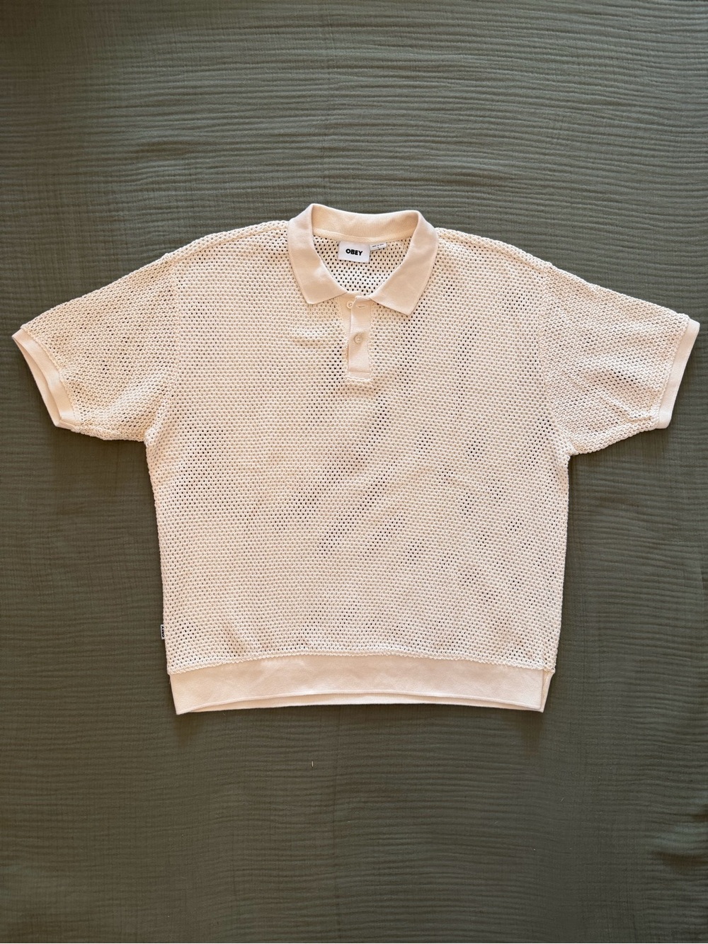 Obey Duke Mesh Polo Unbleached Large